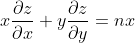 x \frac{\partial z}{\partial x}+y \frac{\partial z}{\partial y}=nx